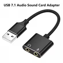 USB to Audio Jack Sound Card Adapter with Dual TRS 3-Pole Headphone and Mic USB to Aux 3.5mm